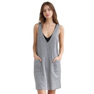 Michele VTG 90s Houndstooth Jumper Overall Dress Sz 6 Sleeveless Academia